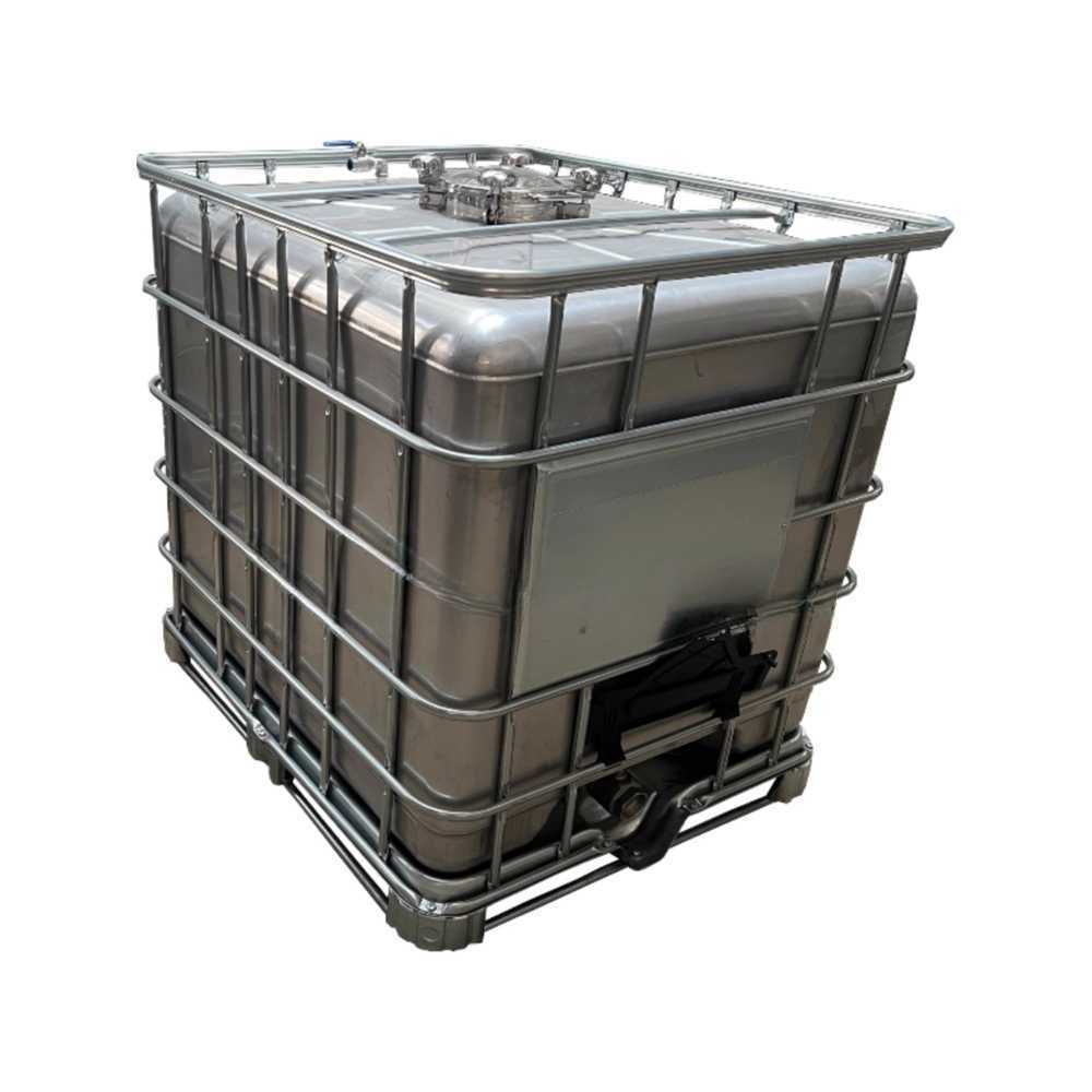 스텐레스 IBC 탱크 화학 식품용 대형 액체 저장 탱크 500L 스탠딩형 304 재질 2mm - 상품 이미지