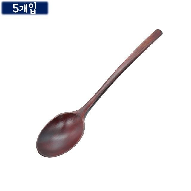 옻칠 나무 숟가락 5p 약23cm 원목 - 메인 이미지