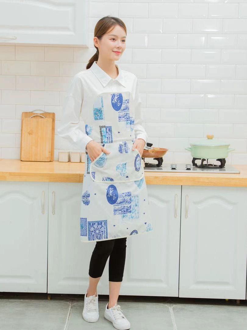 앞치마 주방앞치마 포켓 가정용 카페앞치마 주방 바리스타앞치마 레드 체크 나노 방수 손닦기 있음 - 상세 이미지 4