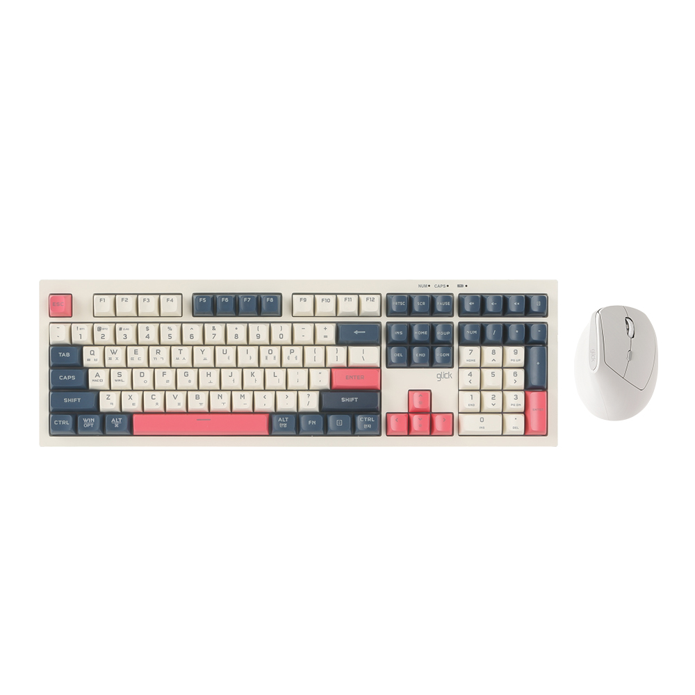 지클릭커 오피스프로 WMK600 사일런스 M RGB 무소음 무선 블루투스 108 키보드 마우스 세트 Havana Cappuccino - 상품 이미지