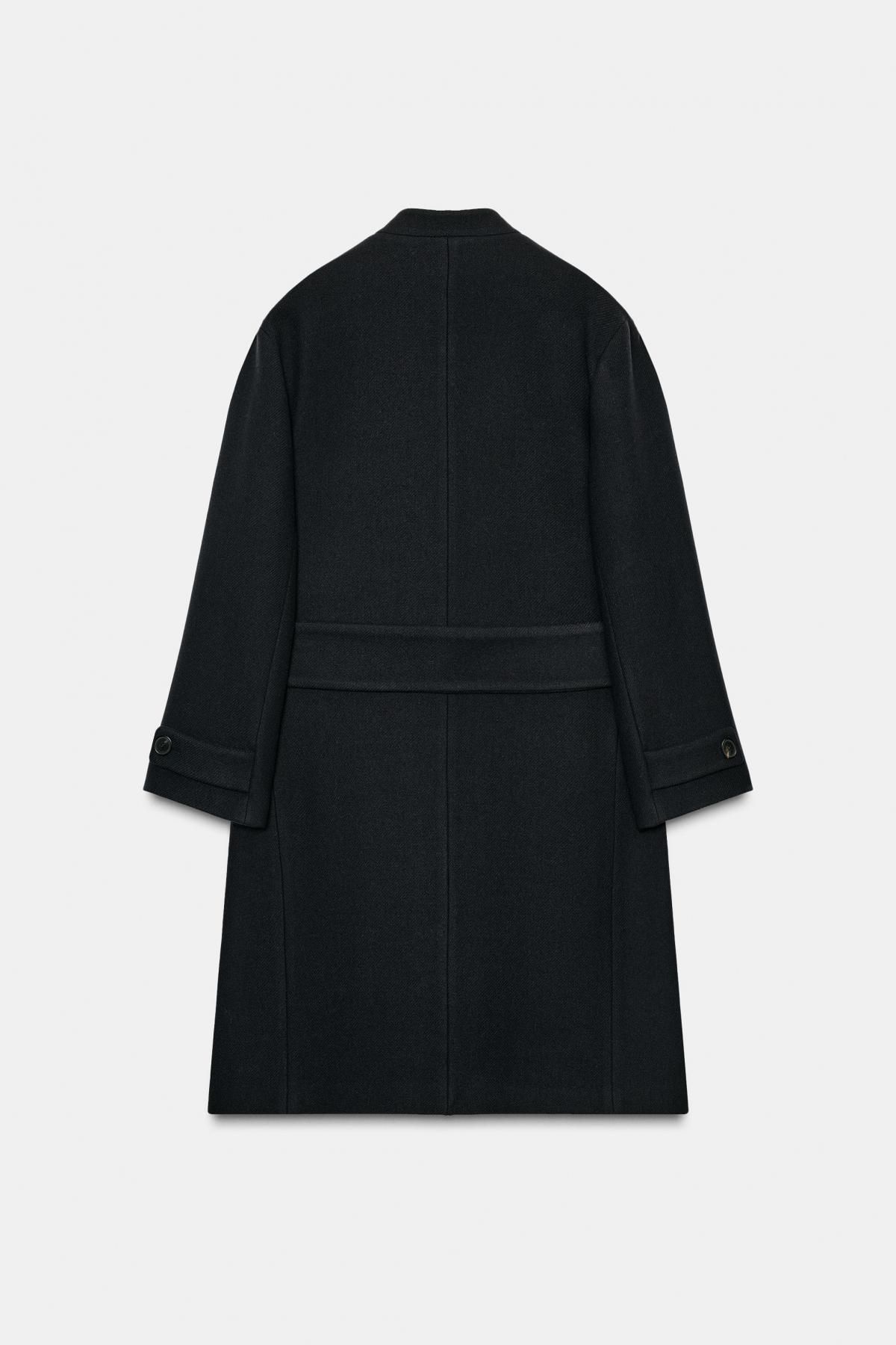 자라 프리미엄 울블렌드 하이넥 롱코트 9051/802 DARK NAVY - 상세 이미지 4