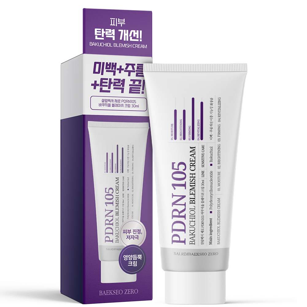 살림백서 제로 PDRN 105 바쿠치올 블레미쉬 크림 30ml 피부흔적 케어 연어 주름개선