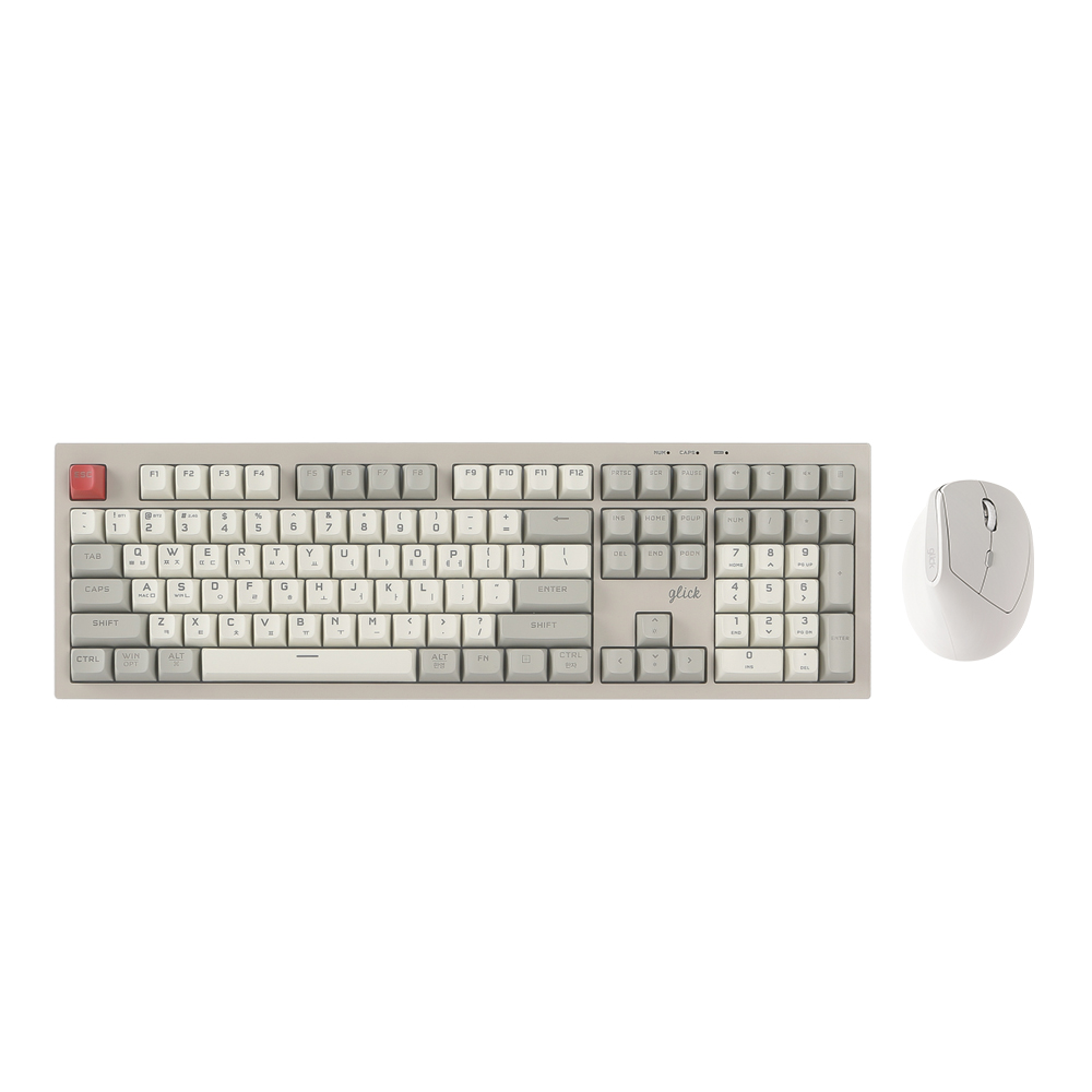 지클릭커 오피스프로 WMK600 사일런스 M RGB 무소음 무선 블루투스 108 키보드 마우스 세트 Retro - 상품 이미지
