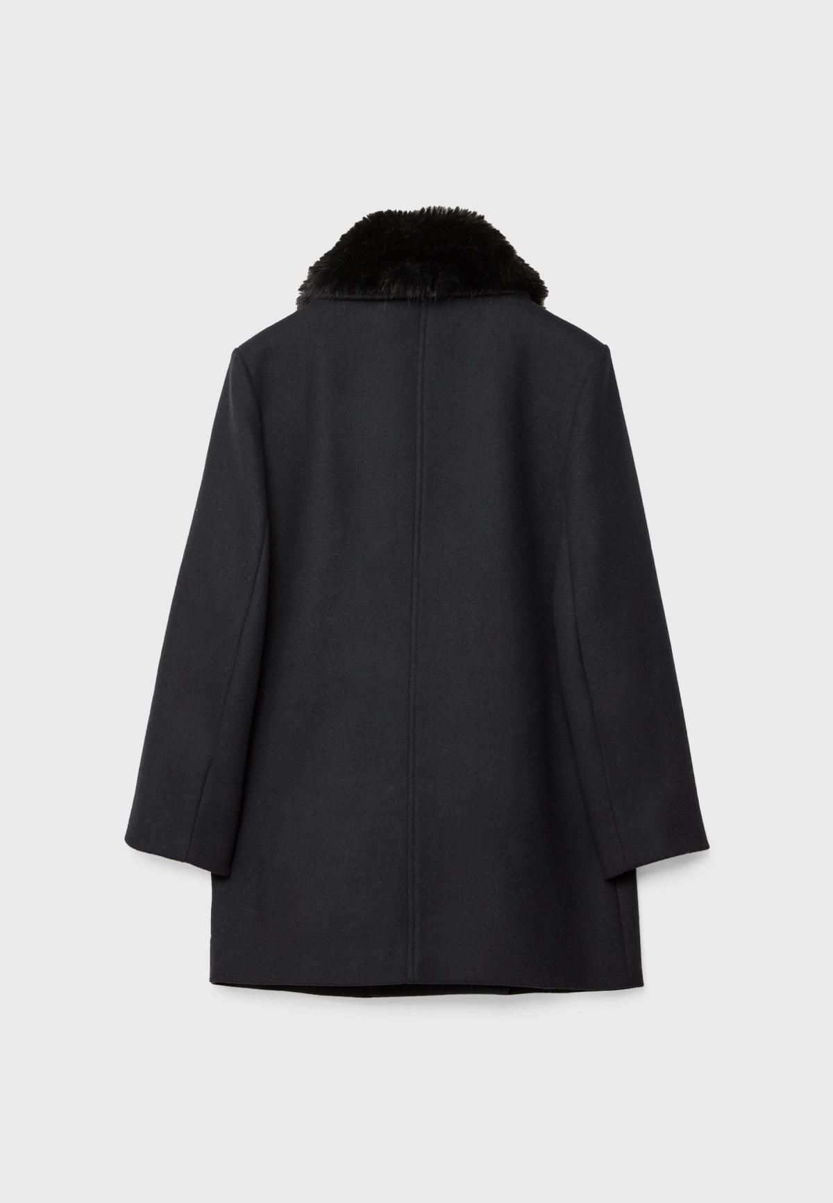 스트라디바리우스 프리미엄 더블브레스트 펠트 롱코트 페이크 퍼카라 5812/693 NAVY BLUE - 상세 이미지 3