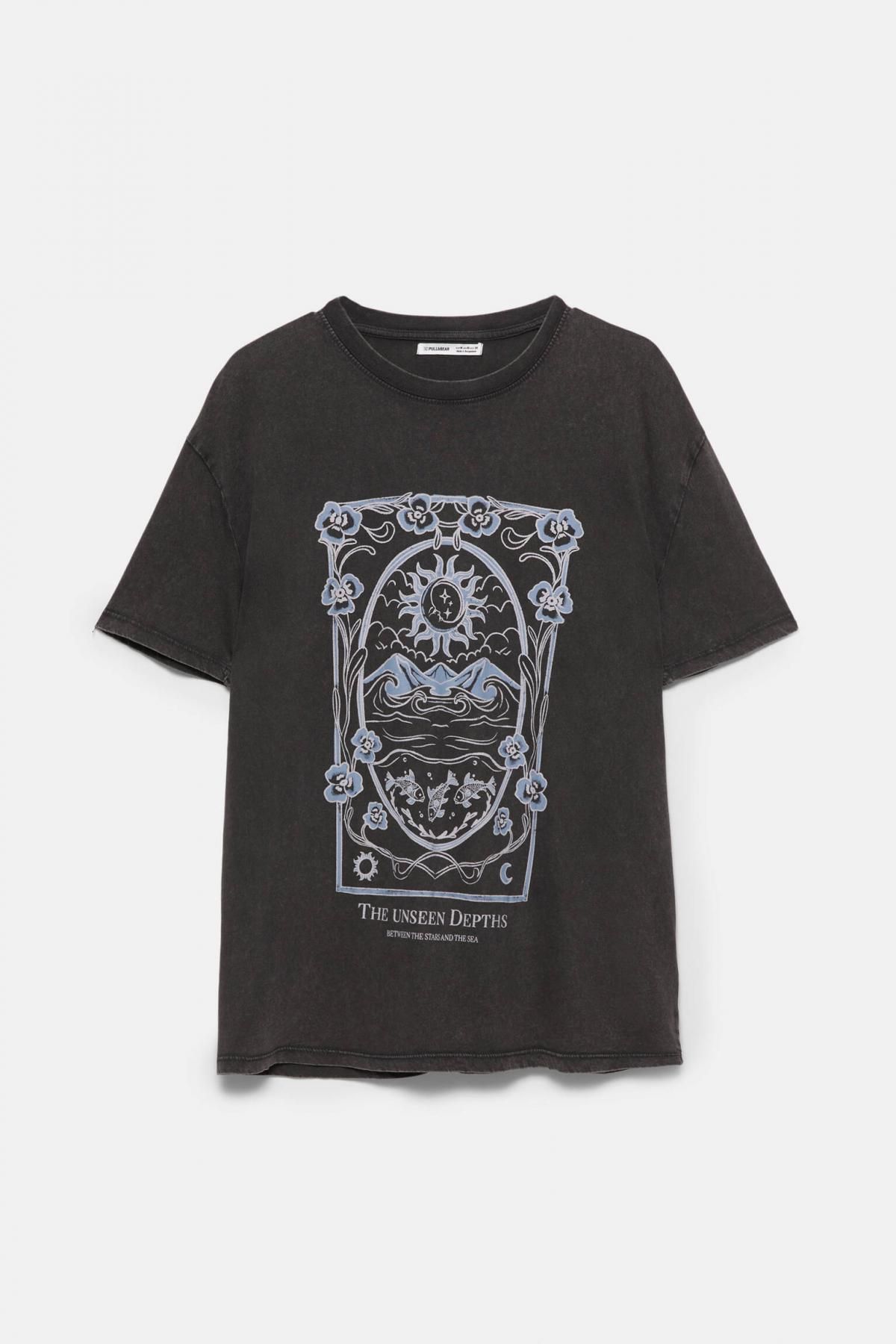 풀앤베어 그래픽 레트로 문 마운틴 반팔 티셔츠 7153/300 FADED BLACK - 상품 이미지