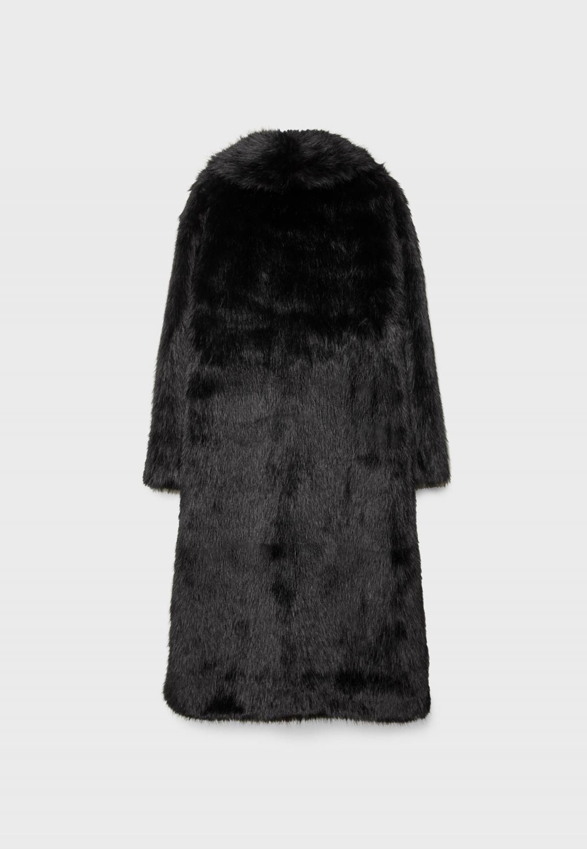 스트라디바리우스 페이크 퍼 블랙 롱 코트 8607/889 BLACK - 상세 이미지 3