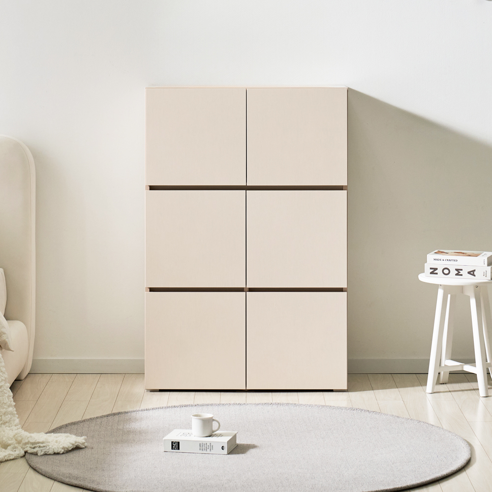 로아 수납장 모듈 다용도 거실 맘마존 (기본형) 800, 3단, 크림화이트