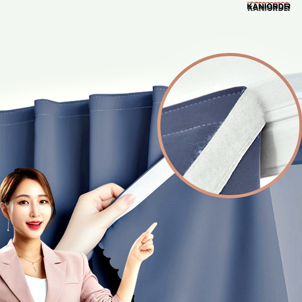벨크로 암막 커튼 가리개 찍찍이 무타공 복층 원룸 안막 커텐 3컬러 - 상품 이미지
