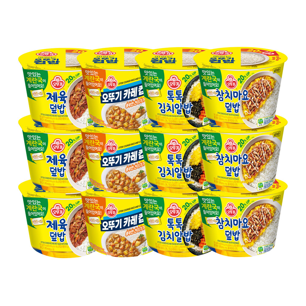 오뚜기 컵밥 제육덮밥 + 카레 + 톡톡김치알밥 + 참치마요덮밥 각 3개 총 12개 - 상품 이미지