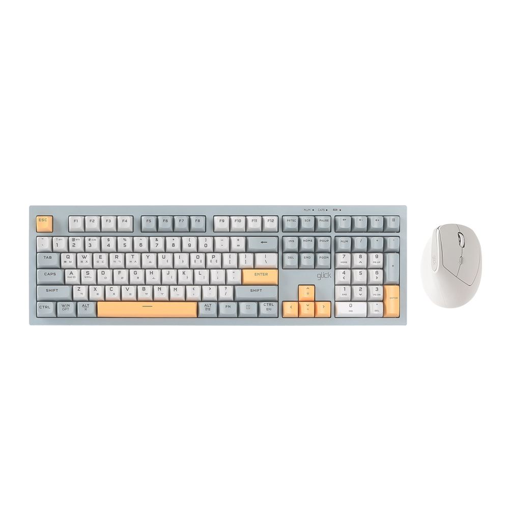 지클릭커 오피스프로 WMK600 사일런스 M RGB 무소음 무선 블루투스 108 키보드 마우스 세트 Navy Blue - 상품 이미지