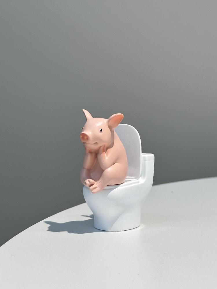 화장실 벽장식 재물 행운 기원 욕실 소품 사색돼지 1개 (6x3x6.7cm) - 상세 이미지 4