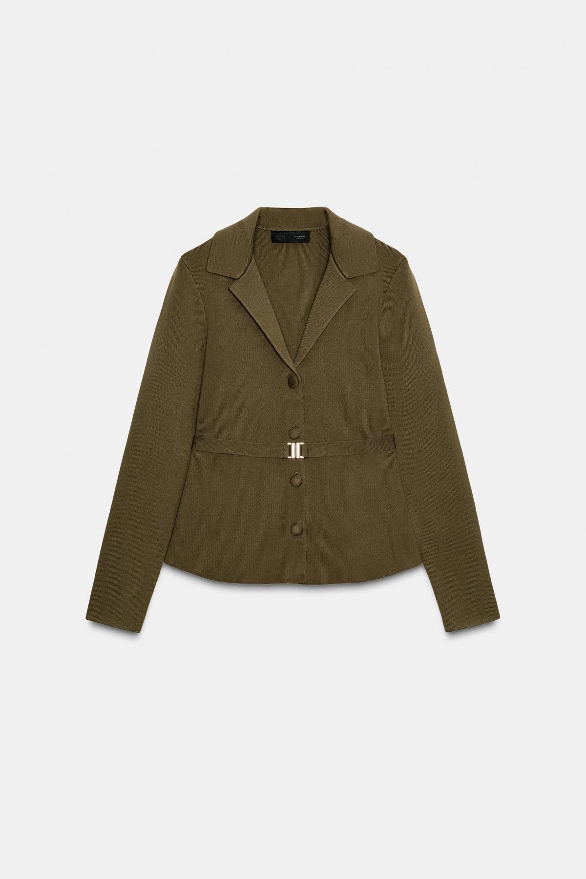 자라 벨티드 카키 테일러드 가디건 4192/150 KHAKI - 메인 이미지