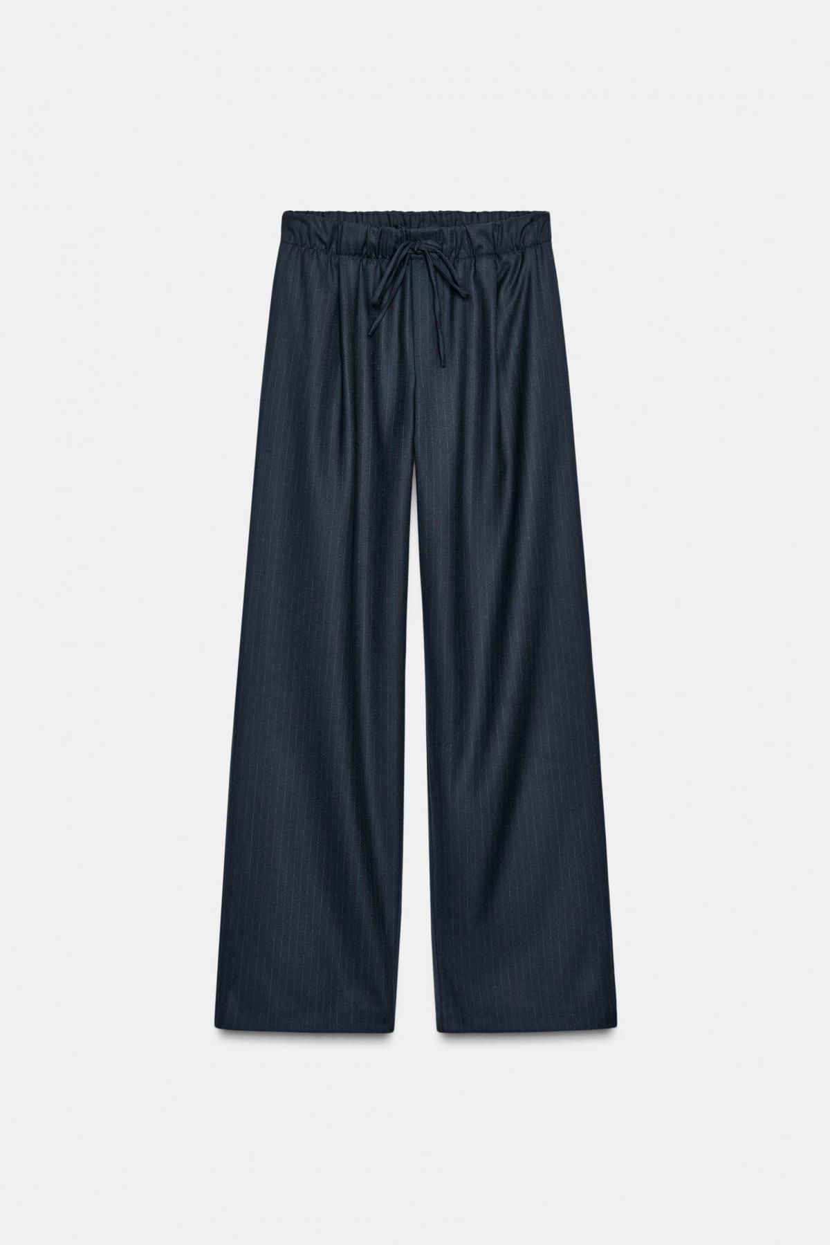 자라 하이웨이스트 플리츠 와이드 슬랙스 팬츠 3152/570 NAVY BLUE - 상세 이미지 5