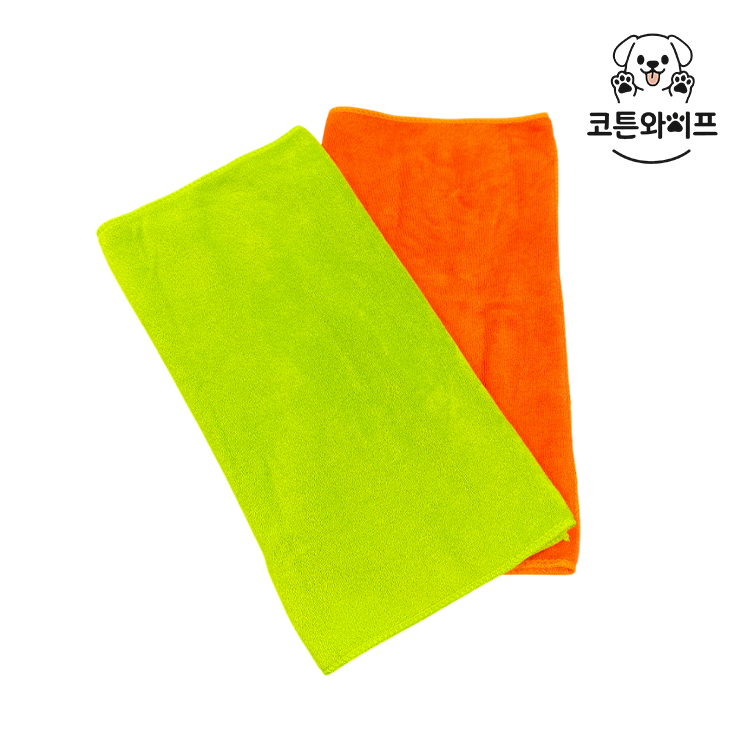 코튼와이프 애견 전용 프리미엄 반려견 타월 40x90cm 2매입 강아지 고양이 목욕 펫타올 - 상품 이미지