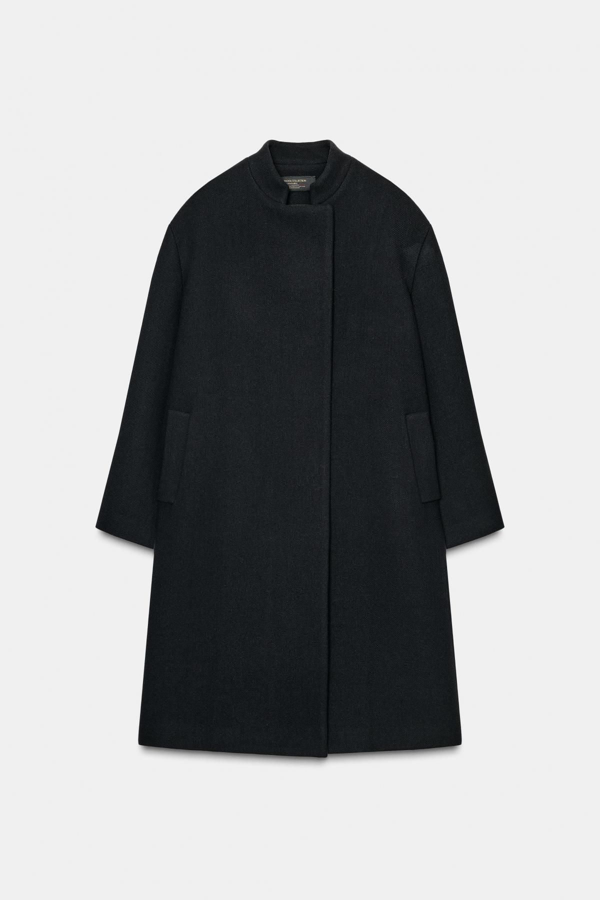 자라 프리미엄 울블렌드 하이넥 롱코트 9051/802 DARK NAVY - 메인 이미지