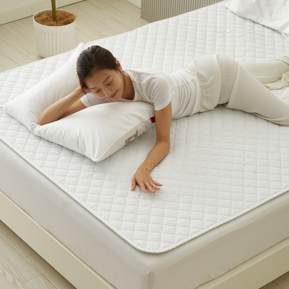 [국내생산] 더안 탄소매트 IOT 전기요 2인용 침대 전기매트 시어서커 퀸(분리난방), 150x200cm, 화이트