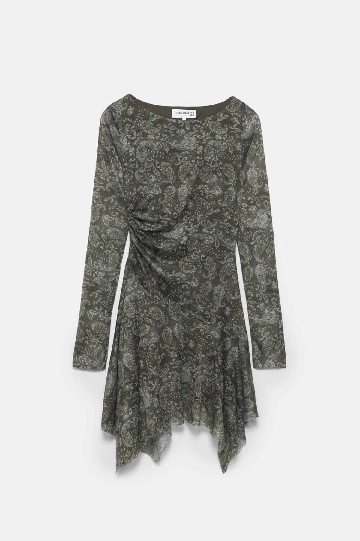 풀앤베어 비대칭 페이즐리 미니 원피스 7394/380 DARK KHAKI - 상품 이미지
