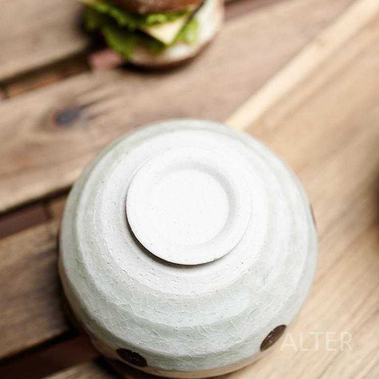 도자기 깨갈이 미니 일본풍 디자인 절구 물방울 화이트 그릇 10x7cm - 상세 이미지 4