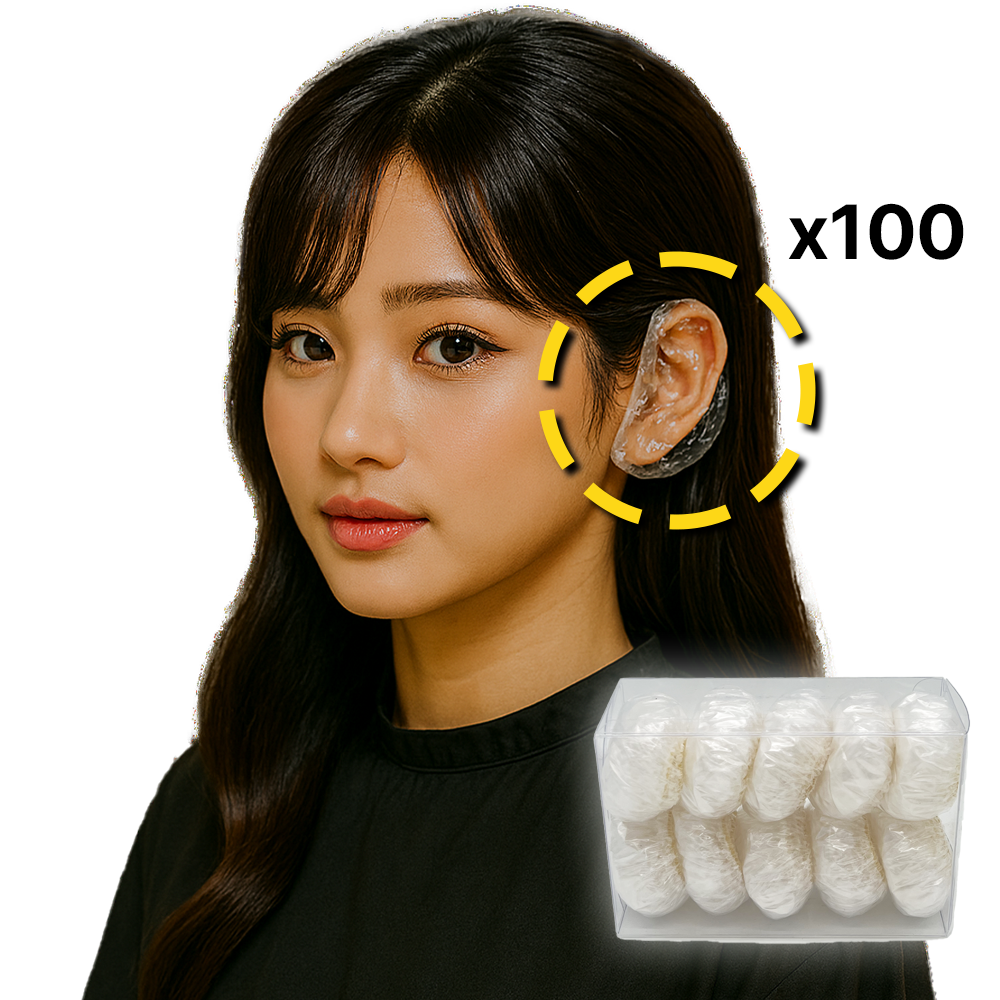 투명 비닐 귀마개 100개 미용 셀프 염색 파마 매직 - 상품 이미지