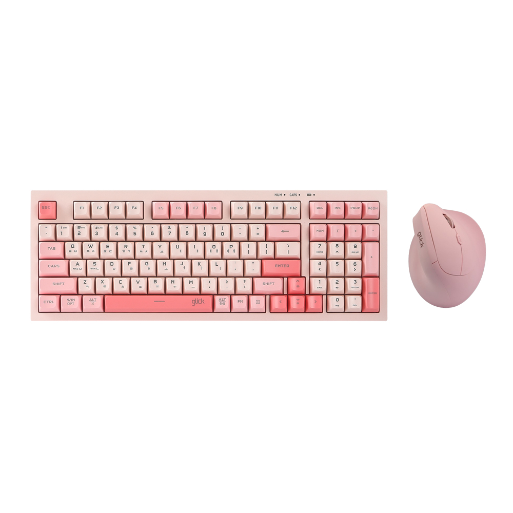 지클릭커 오피스프로 WMK700 사일런스 M 무소음 무선 블루투스 키보드 버티컬 마우스 세트 98 Pink - 상품 이미지