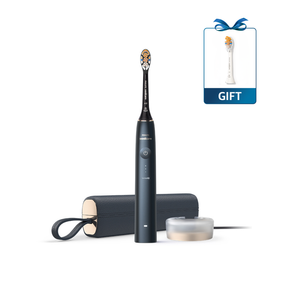 필립스 소닉케어 전동칫솔 프레스티지 9900 미드나잇 블루 HX9992/22+올인원 칫솔모 1P - 상품 이미지