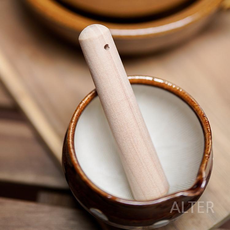 도자기 깨갈이 미니 일본풍 디자인 절구 물방울 화이트 그릇 10x7cm - 상세 이미지 5
