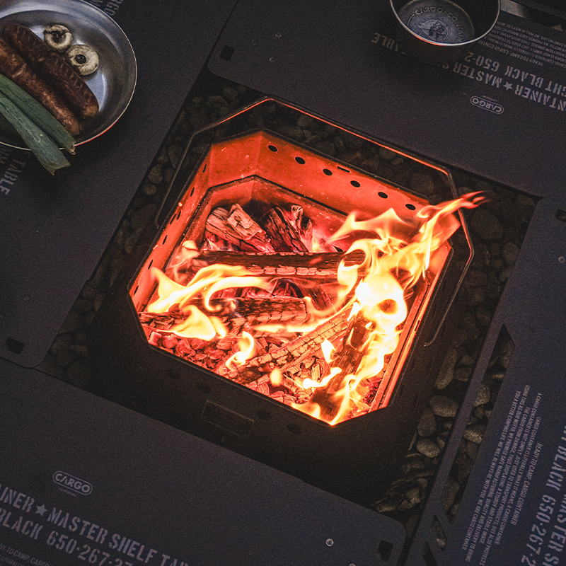 카고컨테이너 파이어 핏 맥스 케이스 세트 원액션 이중연소 접이식 화로대