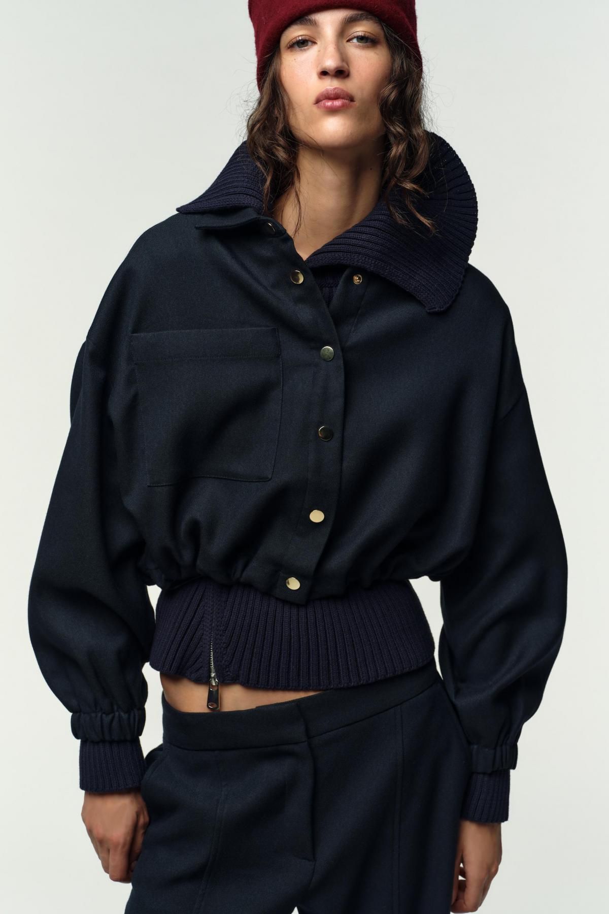 자라 테크니컬 숏 벌룬 봄버 재킷 4387/286 NAVY BLUE - 상세 이미지 3