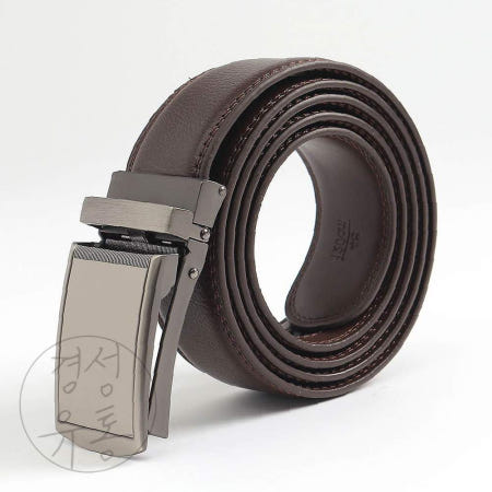 지아오협력사 경성 지카 자동버클 소가죽 벨트 실버브라운 골프허리띠 튼튼한벨트