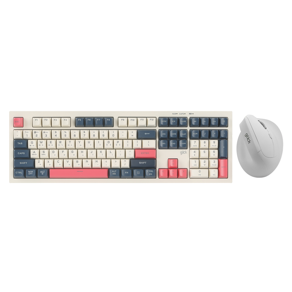 지클릭커 오피스프로 WMK700 사일런스 M 무소음 무선 블루투스 키보드 버티컬 마우스 세트 108 Havana Cappuccino - 상품 이미지