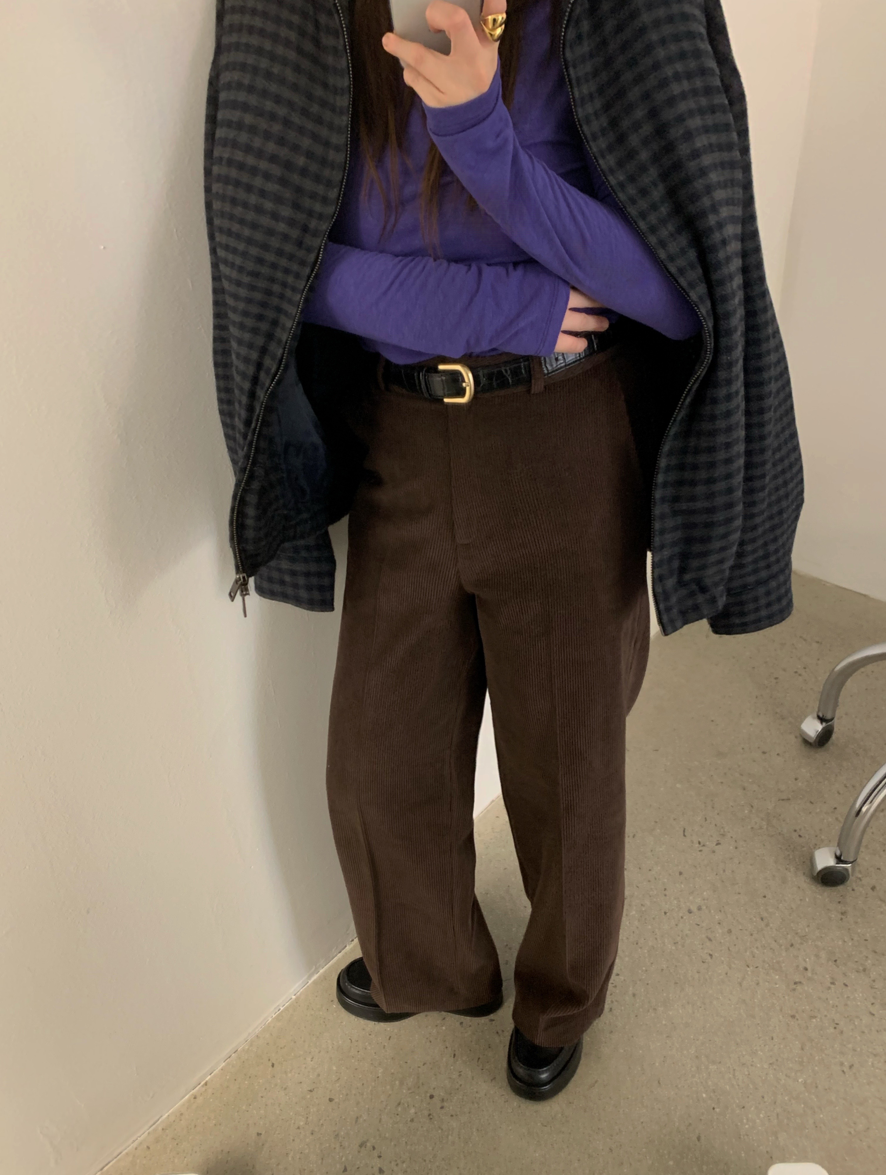 바스켓 피버 골덴 팬츠 일자핏 코듀로이 슬랙스 바지 (3c) - 상세 이미지 5