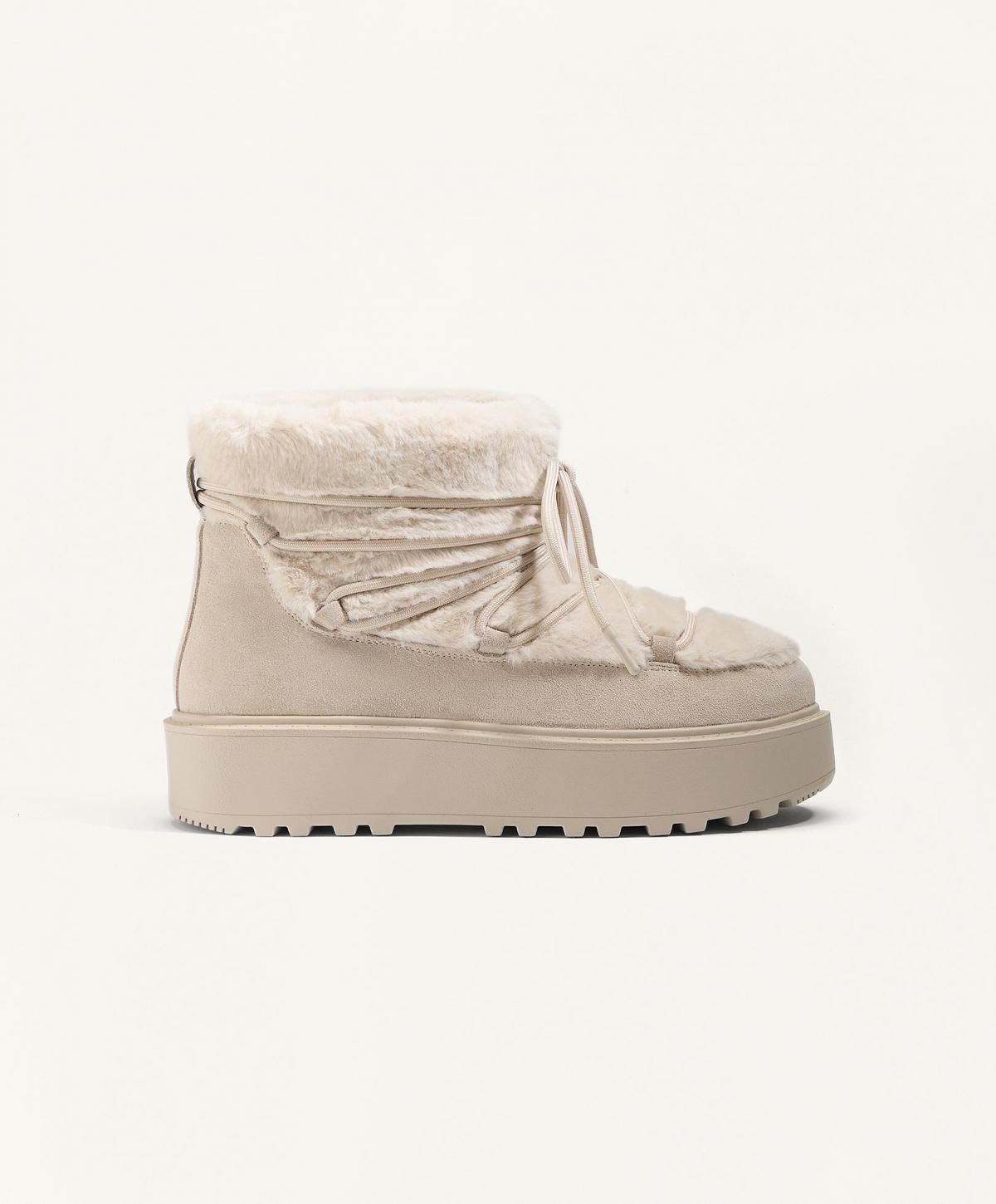 오이쇼 테크니컬 퍼 스플릿 레더 앵클부츠 1177/780 BEIGE - 메인 이미지