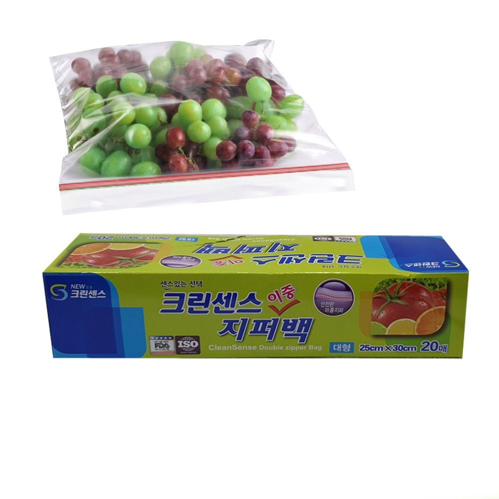 크린센스 이중 지퍼백 25x30 대형20매 - 상품 이미지