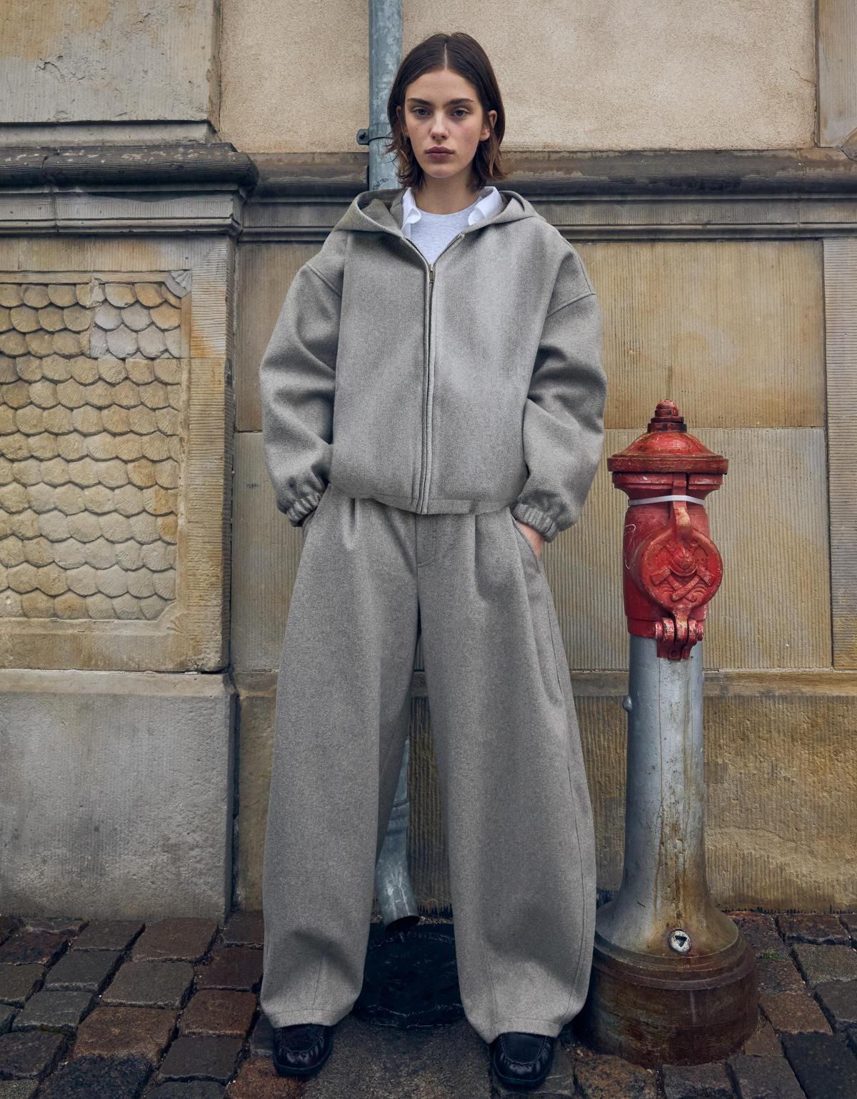 버쉬카 울 이펙트 배럴 와이드 팬츠 5144/741 SAND - 상세 이미지 5