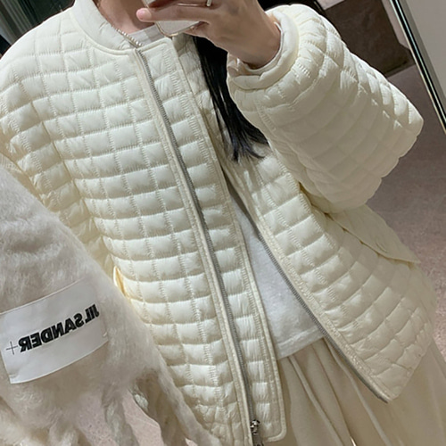 (YY) 심플 여성 경량 패딩 누빔 집업 점퍼 루즈핏 캐주얼 데일리룩 베이직 아우터 - 상세 이미지 4