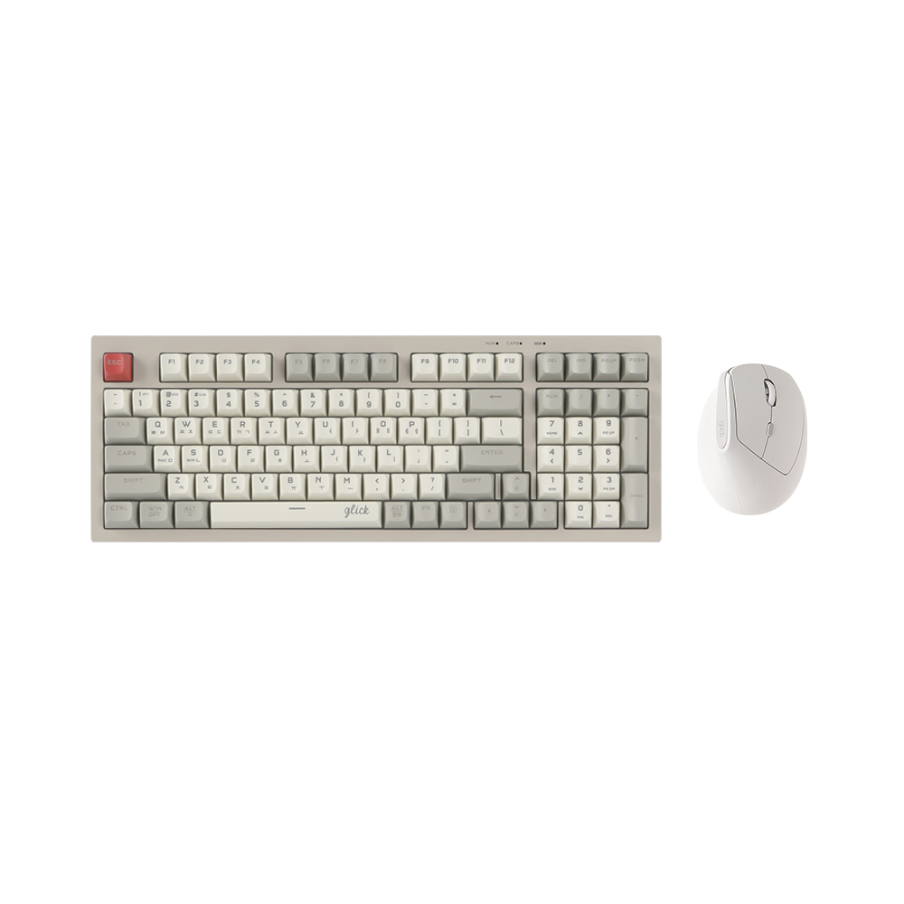 지클릭커 오피스프로 WMK600 사일런스 M RGB 무소음 무선 블루투스 98 키보드 마우스 세트 Retro - 상품 이미지