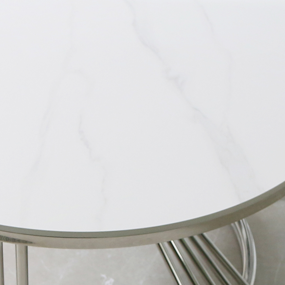 스코나 트비아 원형 듀얼 포세린 세라믹 스텐스틸 거실 소파 테이블 S