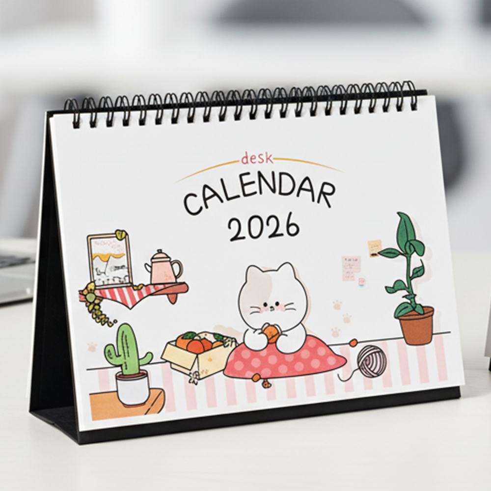 2026 귀여운 캐릭터 탁상 달력 데스크 캘린더 스케줄러 플래너 A5 사이즈 제품 이미지