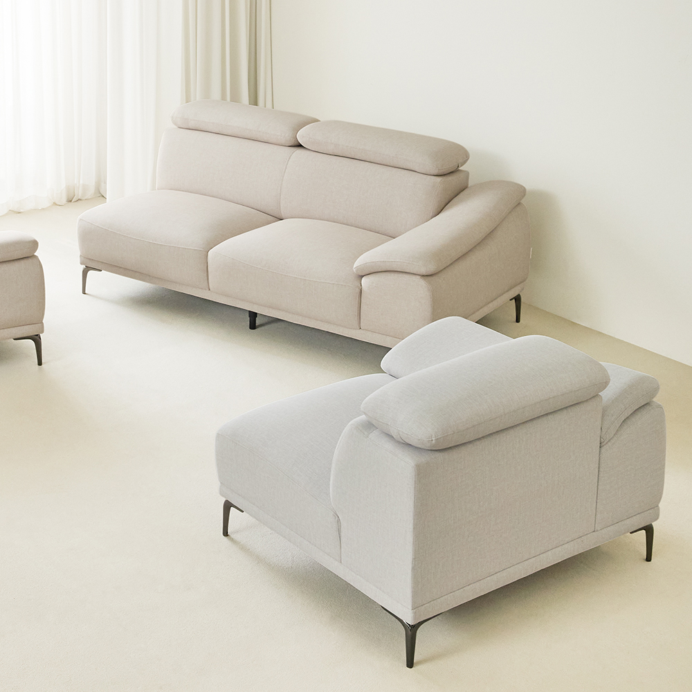 (N포인트+스툴Event)에이든 하이브리드 아쿠아텍스 패브릭 소파 스툴포함, 아이보리, 3인용