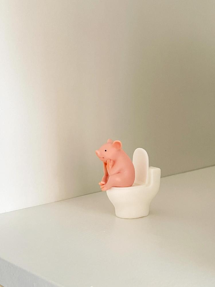 화장실 벽장식 재물 행운 기원 욕실 소품 사색돼지 1개 (6x3x6.7cm) - 상세 이미지 5