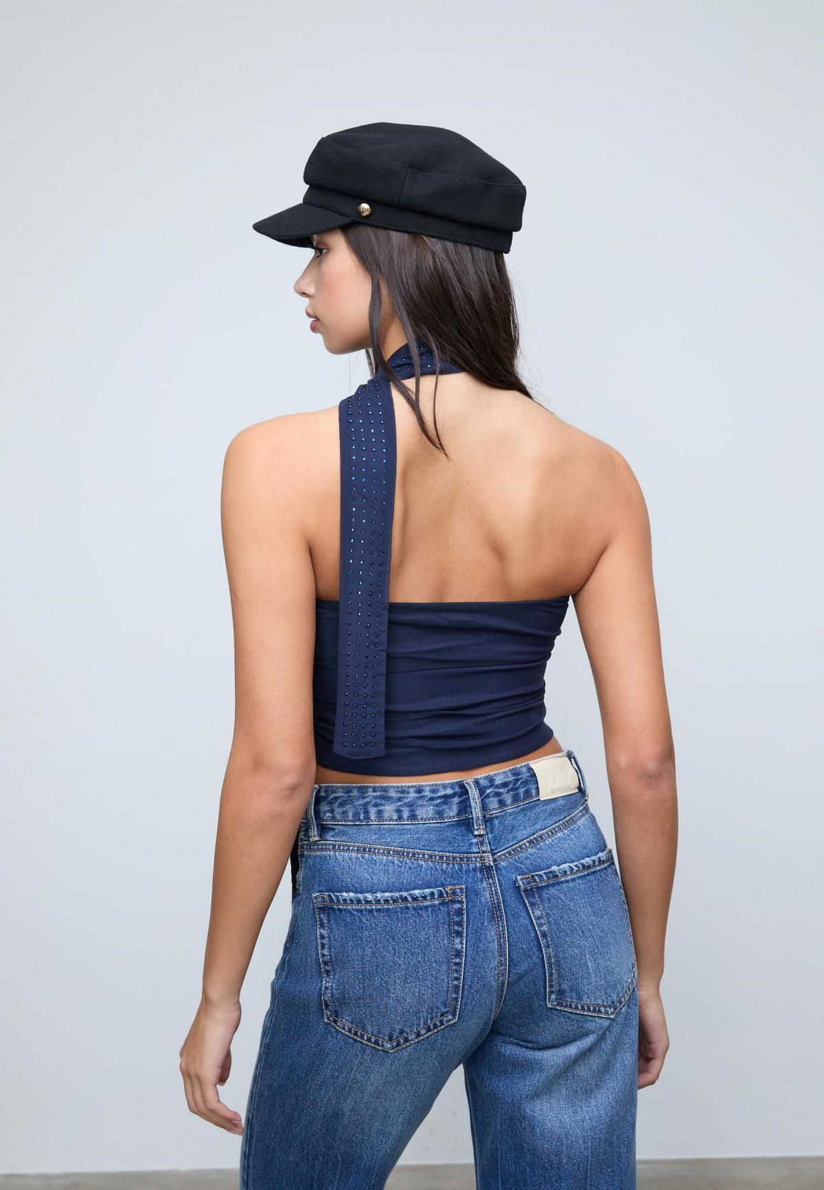 스트라디바리우스 글리터 튤 라인스톤 스카프 튜브탑 8109/993 DARK BLUE - 상세 이미지 5