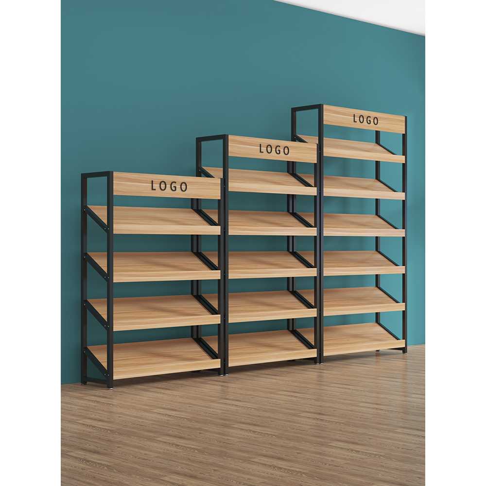 슈퍼마켓 과일 매대 채소 진열 진공목 진열 선반대 4단 100x30x140cm + 사선(블랙) - 상세 이미지 5