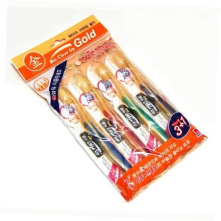 바이오크린 치아교정칫솔 (SM)이중미세모 골드칫솔 구강케어 보건소칫솔 4P