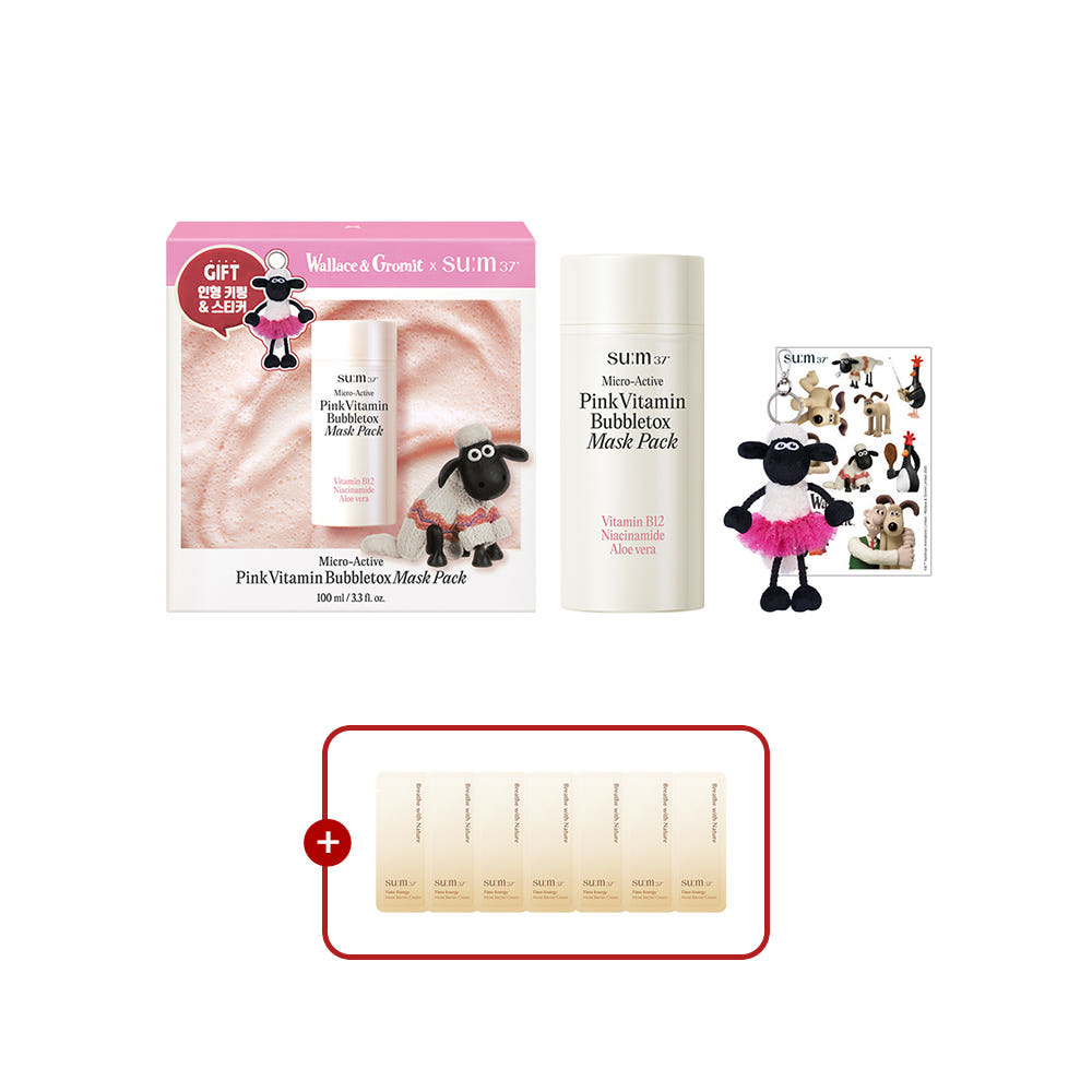 숨37X월레스와그로밋 마이크로액티브 핑크 비타민 버블톡스 마스크 100 mL - 상품 이미지