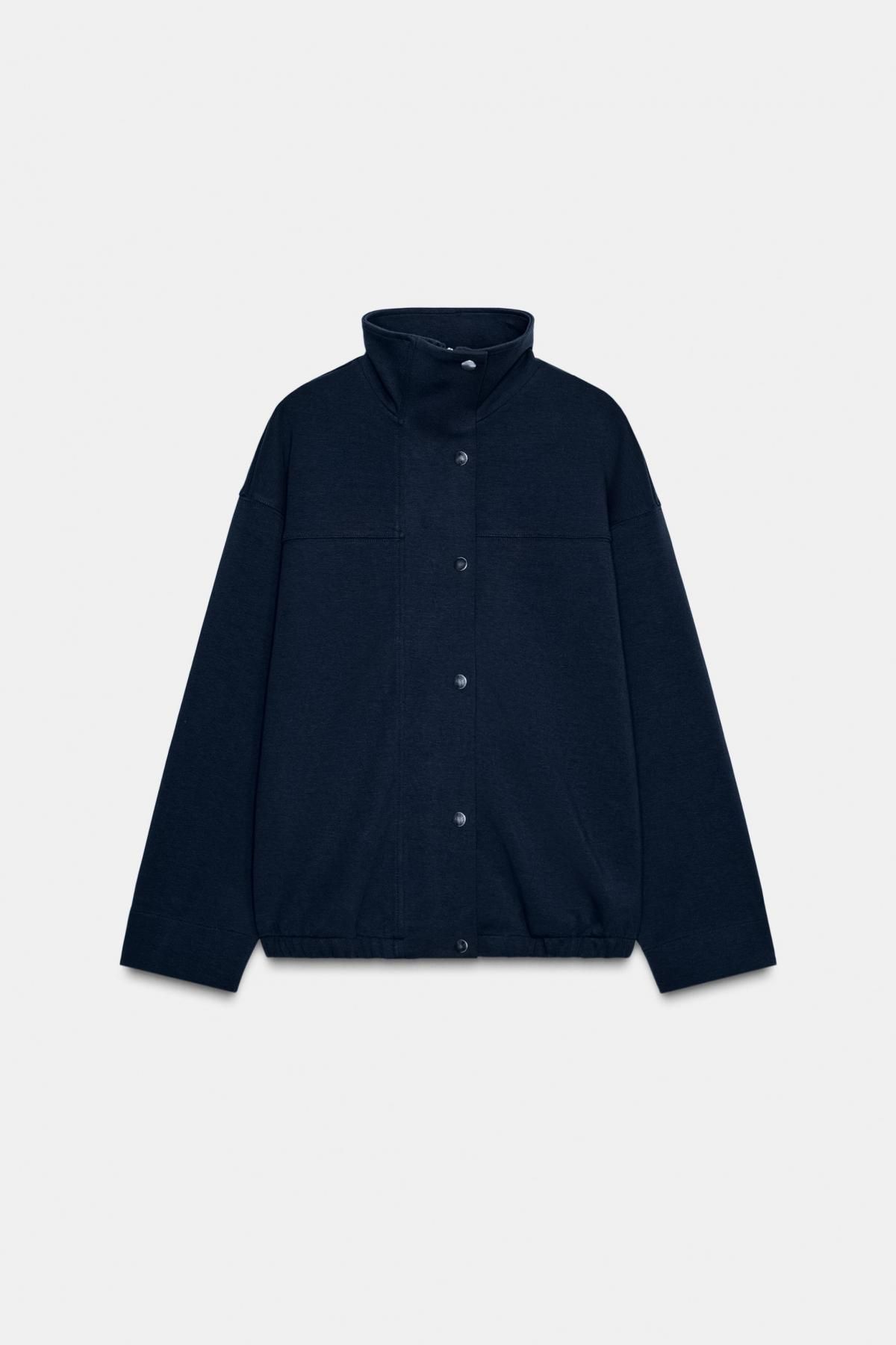 자라 테크니컬 하이넥 인터록 봄버 재킷 4174/754 NAVY BLUE - 메인 이미지