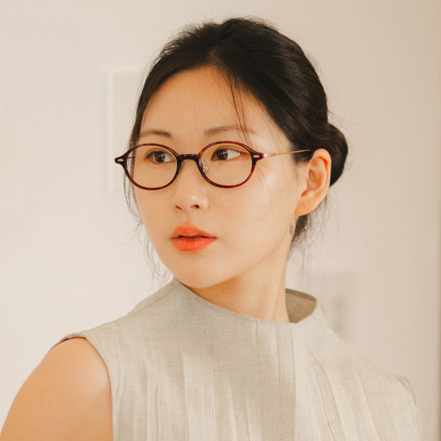 무사경 402 긱시크 오벌형 안경 블루라이트 차단 렌즈 얇은 뿔테 여자 안경 - 상세 이미지 3