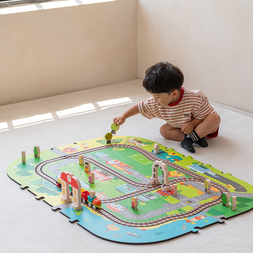 츄츄빌리지 기차놀이 장난감 매트 피규어 기차 풀세트 놀이매트 유아 어린이