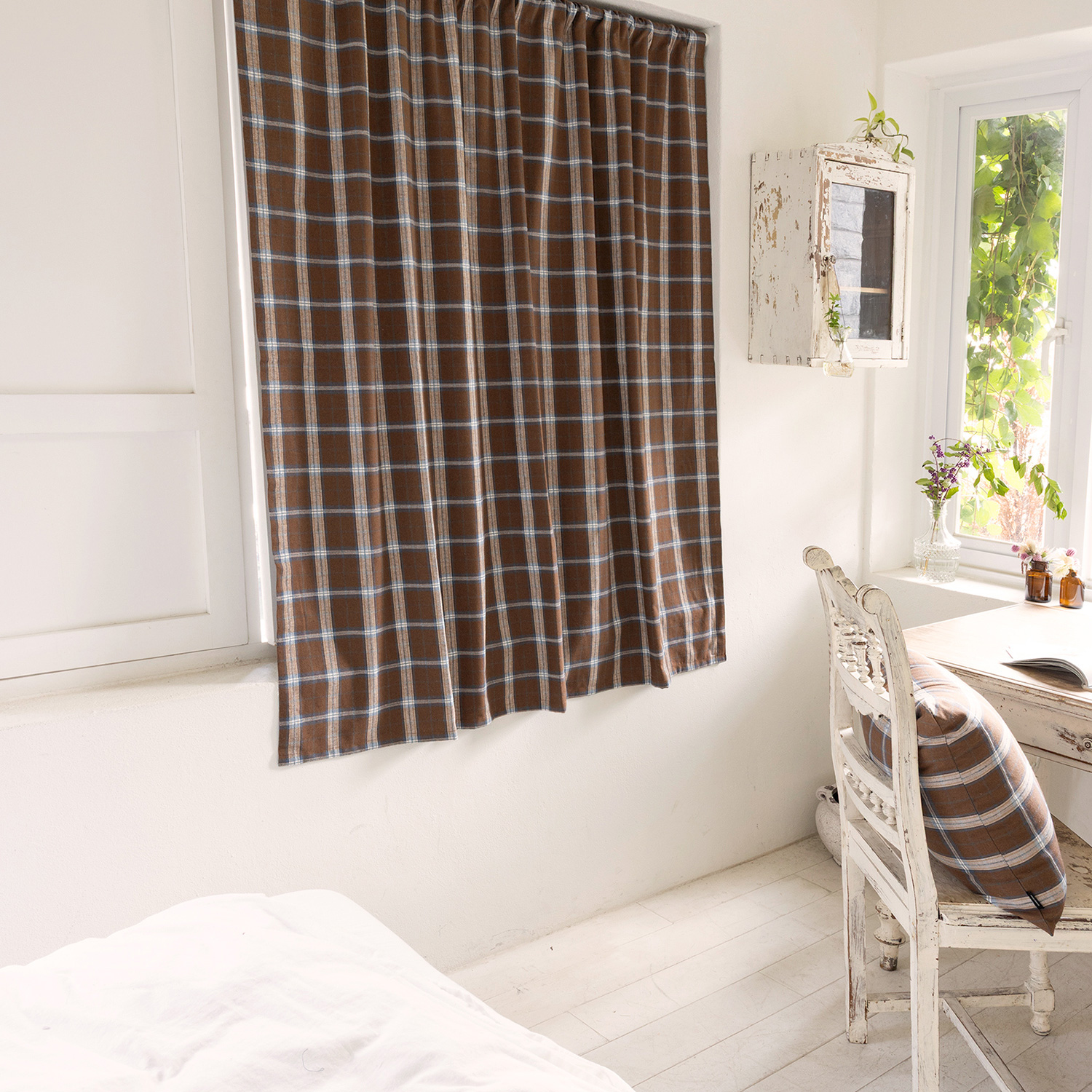 코지코튼 도톰한 겨울 방한 기모 타탄 체크커튼 웜톤3color (맞춤제작)