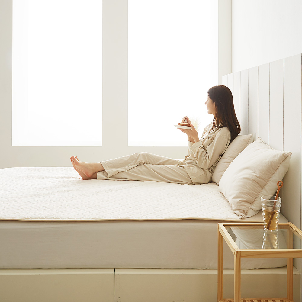 한일 EMF 전기 매트 탄소 전기장판 전자파 안심 소프트극세사 베이지 퀸(분리난방), 160x200cm