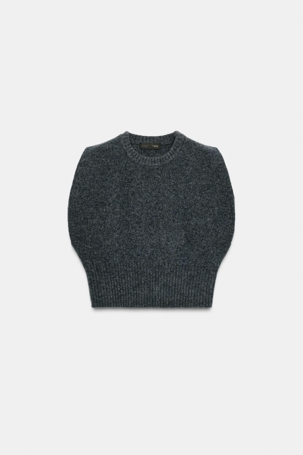 자라 프리미엄 울 라운드넥 니트 베스트 4192/112 GREY / BLUE - 상품 이미지